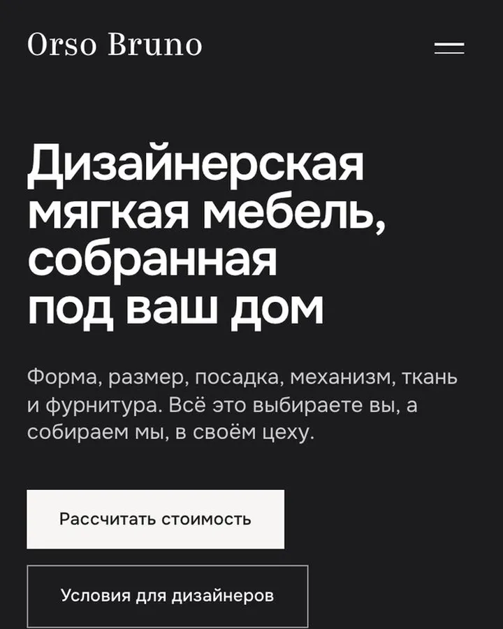 Orso Bruno, сайт на телефоне