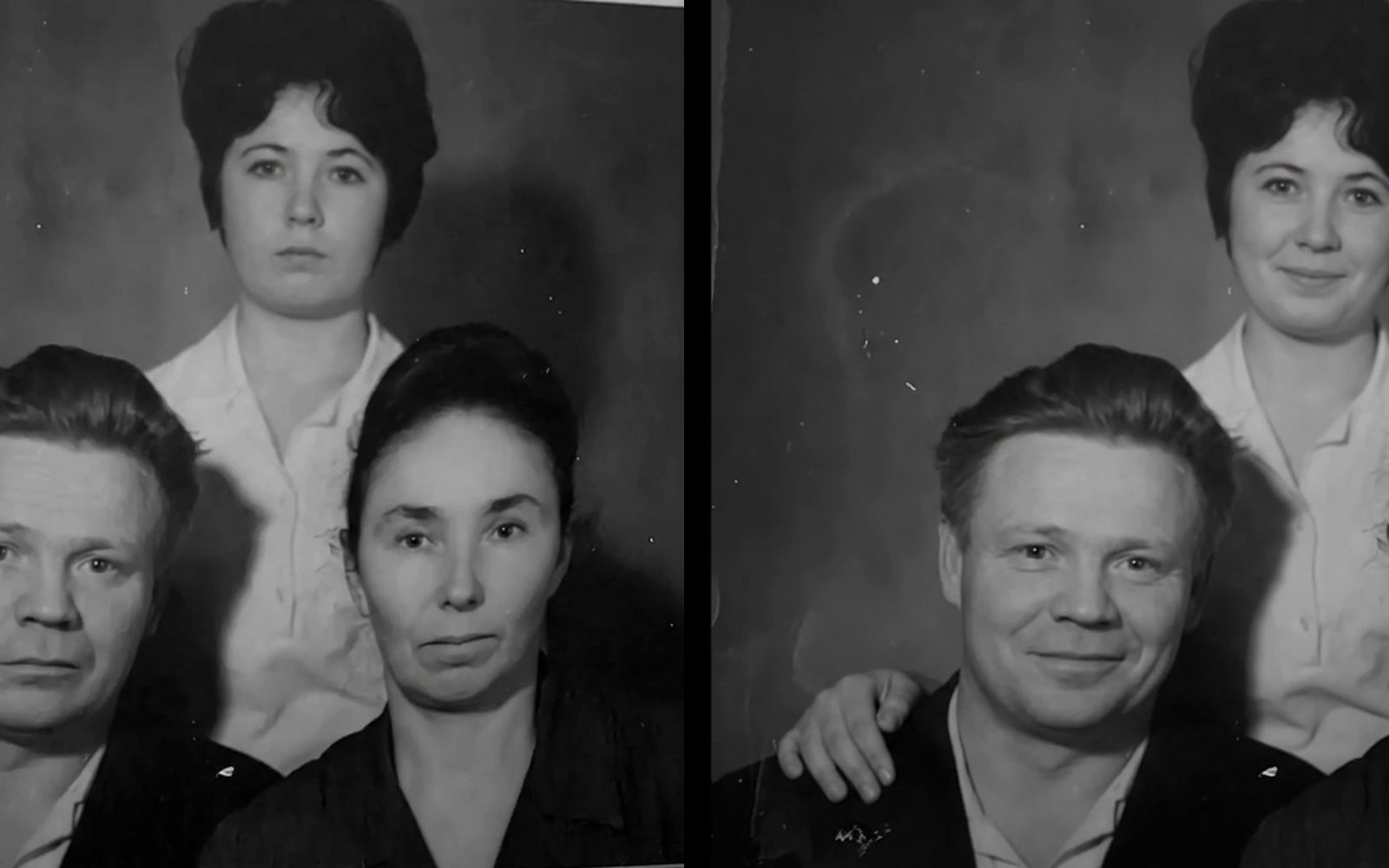 Старое семейное фото до и после оживления